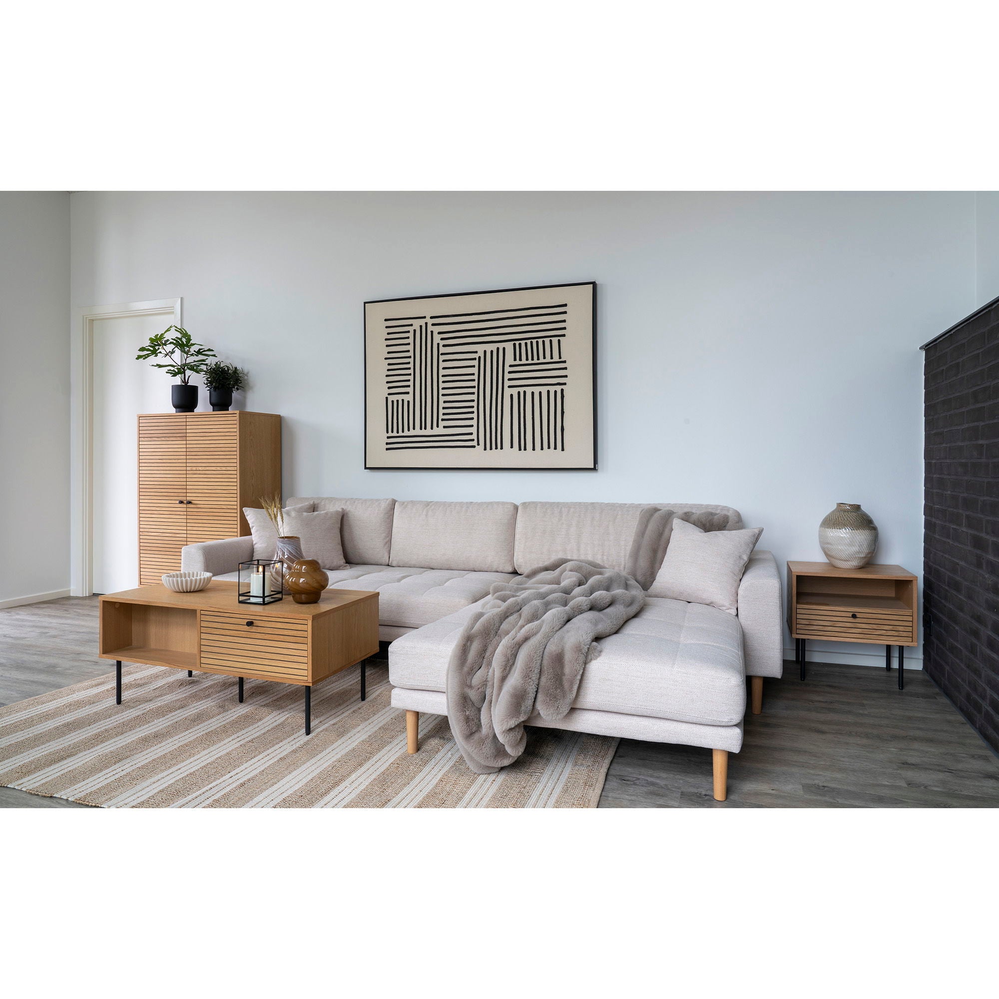 Farbe Lipari – Leinwandbild, schwarz/beige, 100×140 cm